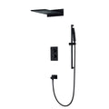 Shower System,Thermostatic Waterfall Rain Shower Sets Bathroom Luxury Shower System with High Pressure Waterfall Rainfall Shower Head + Black Hand Shower Head, Shower Set