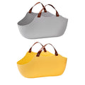 Open Cat Litter Box, Large Nonstick Litter Pan Durable Standard Litter Box,Silicone cat Toilet,Small & Large Cats Easy to Clean (Yellow+Gray)