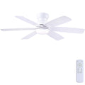 Kviflon 46 Inch Modern Ceiling Fans with Lights Remote Control, Low Profile Ceiling Fan, 6 Reversible Plastic Blades, 6 Speeds 3 CCT Dimmable LED Lights Double Lampshade for Bedroom Living Room, White