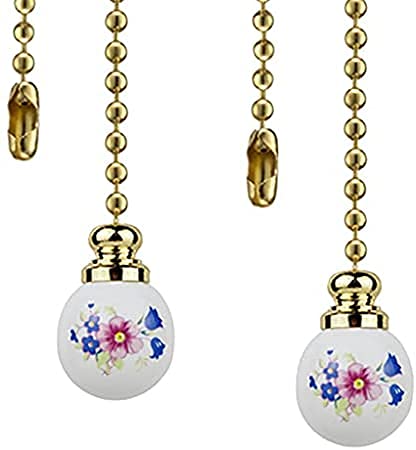 Ceiling Fan Pull Chain, 12 Inches Handle Ceramic Zipper Extension Chandelier Ceiling Fan Zipper 2pcs