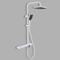 Bathroom Shower System Triple Function Exposed Shower Set Single Handle Tub Shower Faucet High Adjustable Shower Fixture with Rain Shower Head & 3-Mode Handheld Shower (White)
