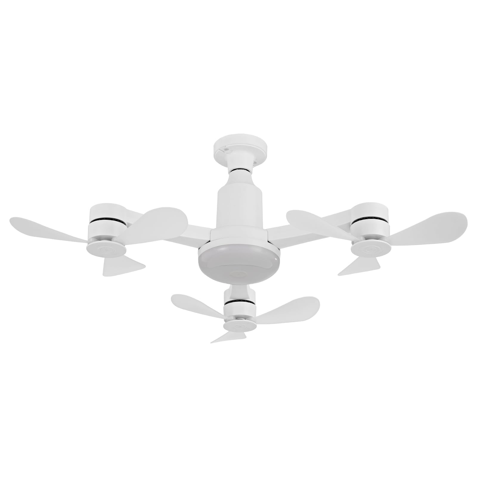 Ceiling Fans with Lights, 27" Drone-Inspired Socket Ceiling Fan with Light and Remote Control, Foldable Screw-in Modern Ceiling Fan, 3CCT Dimmable & 3-Speed White Fan for Kid's Room, Garage