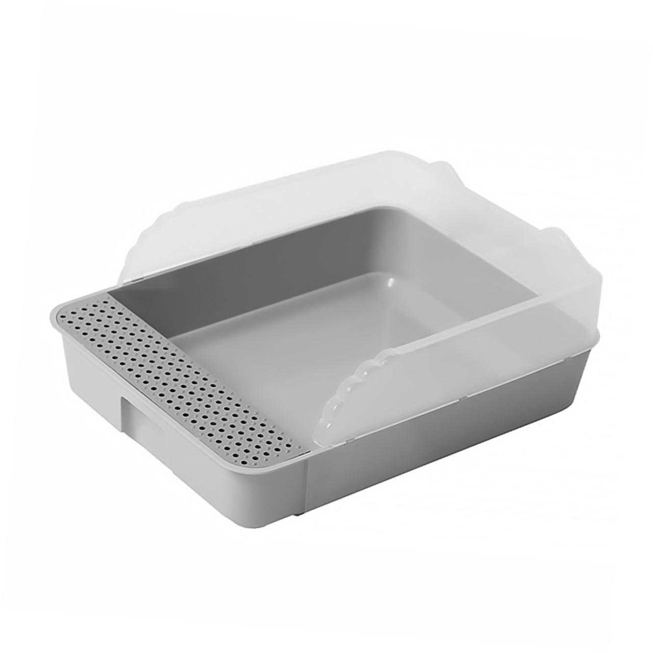 Luxshiny Detachable Small Gray Cat Litter Pan Potty with Anti-Splashing Design Plastic Half-Enclosed Cat Toilet for Kitten Housebreaking