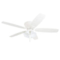 Honeywell Ceiling Fans Glen Alden, 52 Inch Classic Flush Mount Indoor LED Ceiling Fan with Light, Pull Chain, Quick-2-Hang Dual Finish Blades, Reversible Motor - 50520-01 (White)