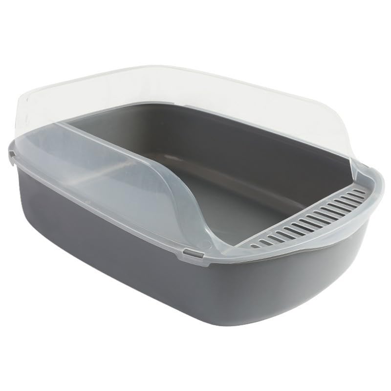 Semi-Closed Large Size Cat Litter Box Thickened Anti-Splash Toilet Litter Pet Supplies Litter Box (Grey)