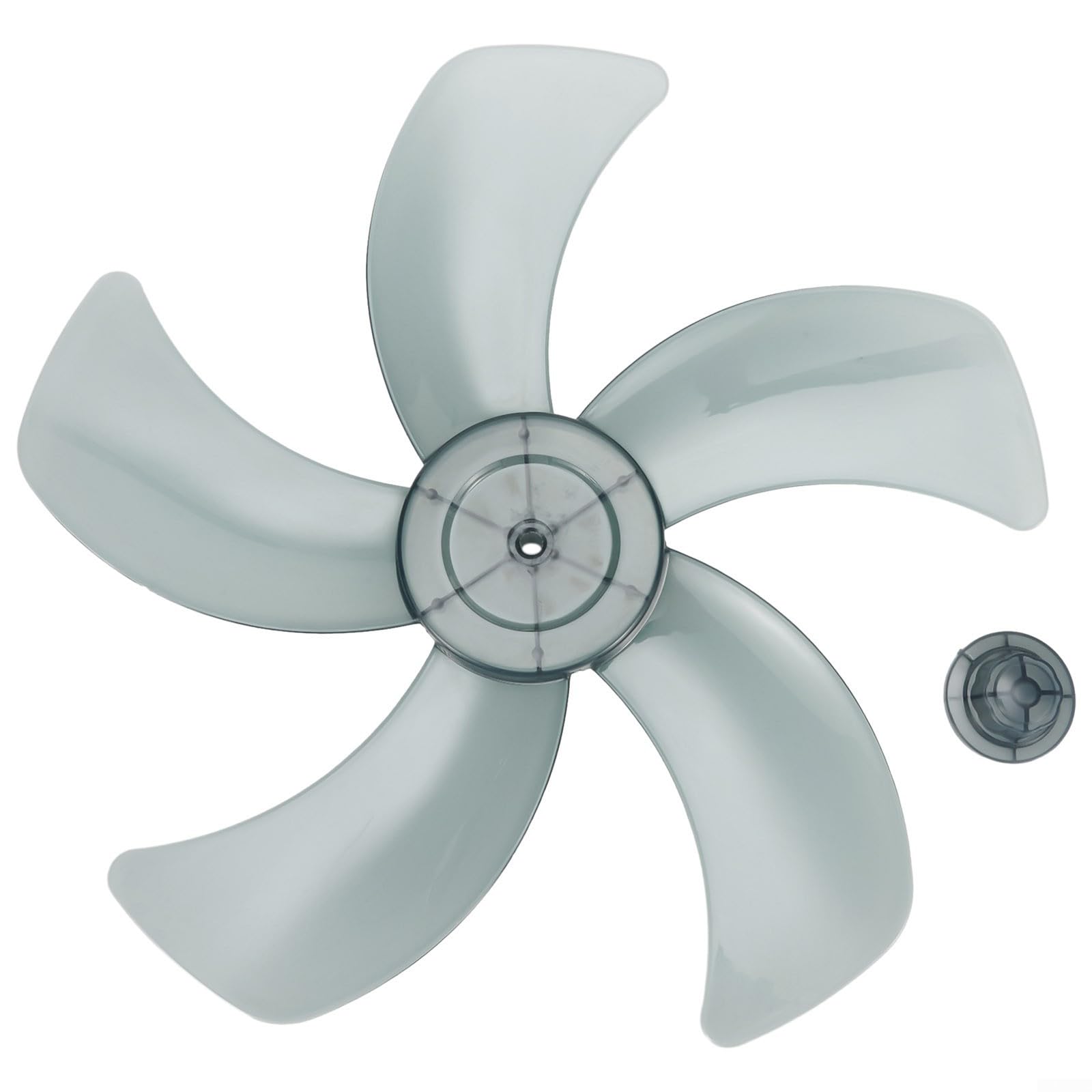 16 Inch Fan Blade Replacement, 375mm AS Plastic Low Noise High for temperature Resistant Fan Accessory with Nut Cover for 16" Stand Fan & Desk Fan(Black)