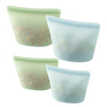 PandaEar 4 Pack Reusable Silicone Food Storage Bags, Leakproof Stand-Up Freezer Bags, Microwave & Dishwasher Safe, for Meal Prep, Snacks, Baby Food – 2 Large (34 oz) + 2 Medium (17 oz)