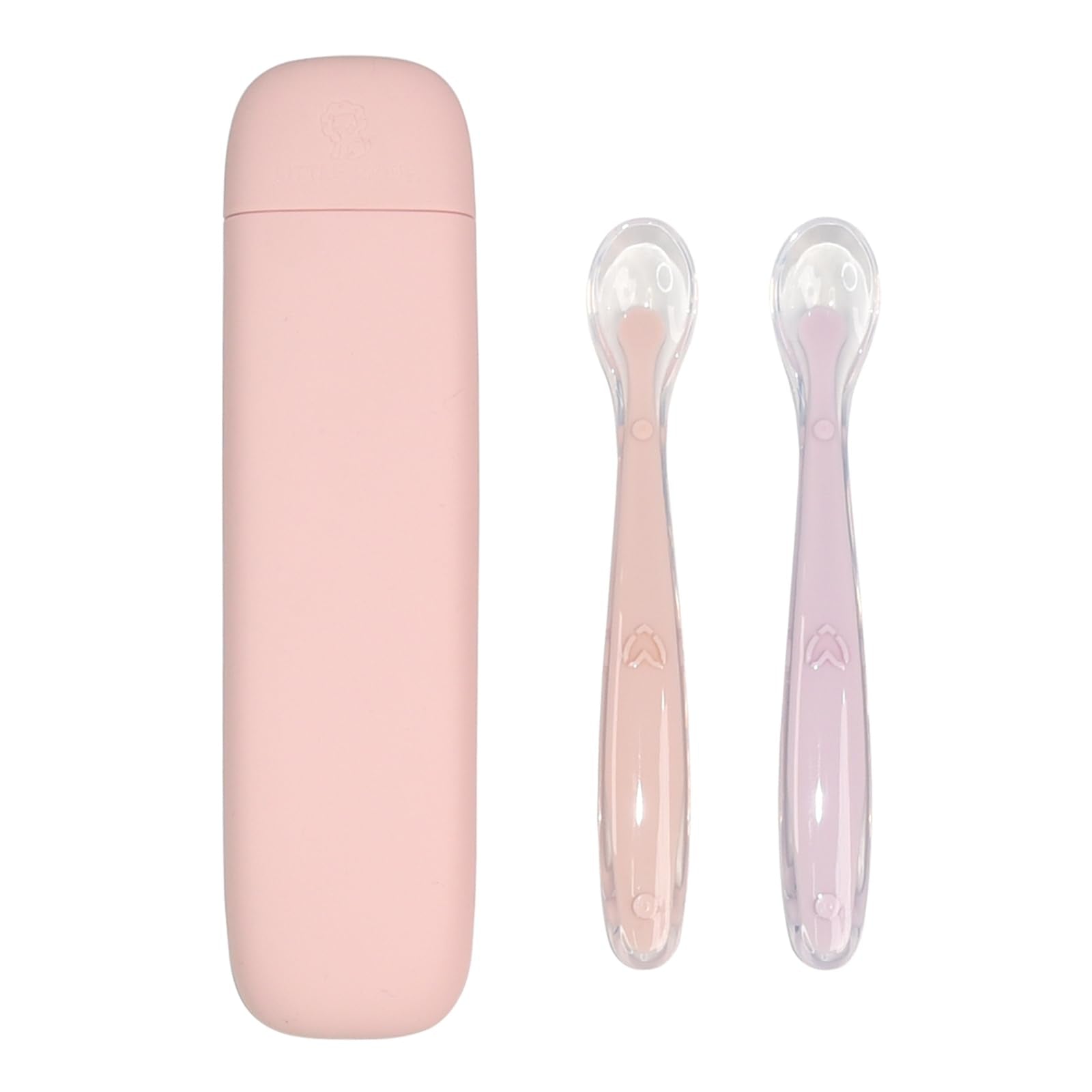 Silicone Baby Feeding Spoons with Storage Box, First Stage Infant Soft-Tip Easy on Gums I Training Spoon Self | Utensils Supplies (Pink)