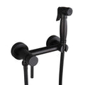 Bidet Sprayer with Cold and Hot Water Brass Black Portable Cloth Diaper Washer Shower Sprayer Set Wall Mounted Bathroom Shower Bidet Tap for Personal Hygiene, Floor Clean