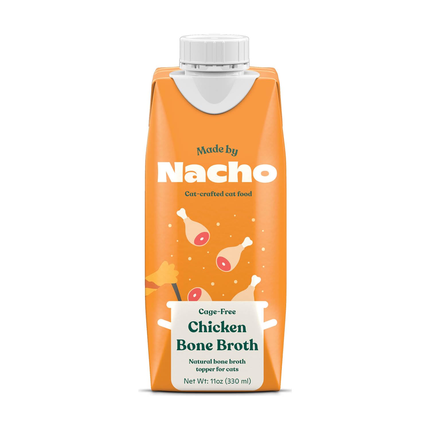 Made by Nacho Bone Broth Cat Food Topper for Hydration and Picky Eaters - Add Protein and Flavor to Your Dry Cat Food – Supports Optimal Nutrition, Digestion, Skin & Coat, 11 oz. Chicken