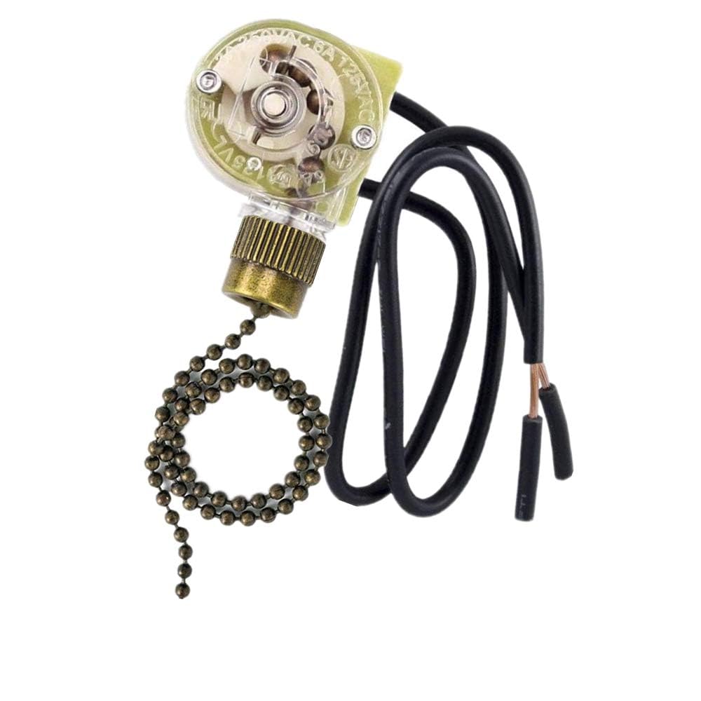 Ceiling Fan Light Switch Zing Ear Pull Chain ZE-109 Fan Light Switch, On-Off Speed with Pull Chain Compatible with Ceiling Fans, Lamps and Wall Lights (1, Bronze)
