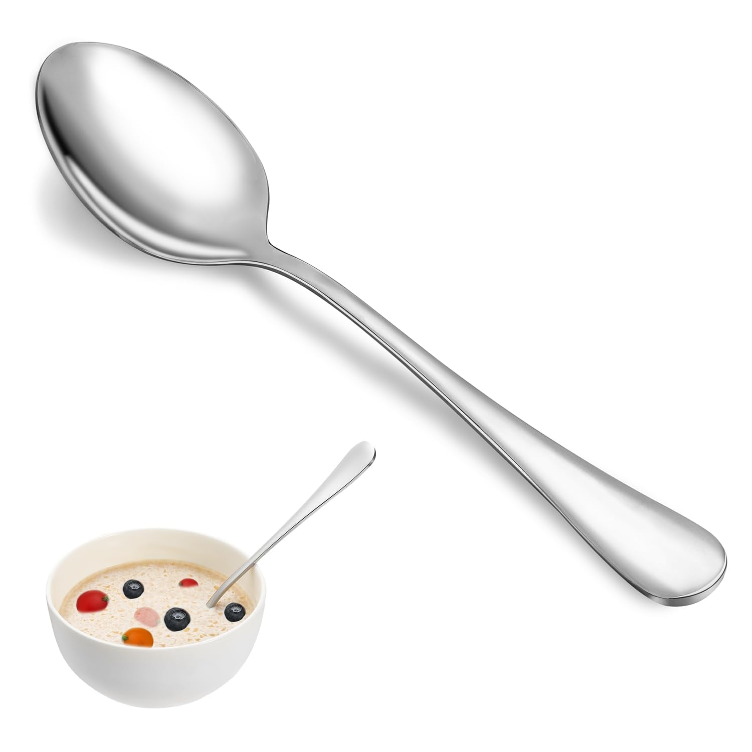 32 Pcs Dinner Spoon Set,Premium Food Grade Stainless Steel Spoons,Durable Metal Spoon,Tablespoon,Spoons Silverware Only,Mirror Finish & Dishwasher Safe,Use for Home,Kitchen and Restaurant - 7.3 inch