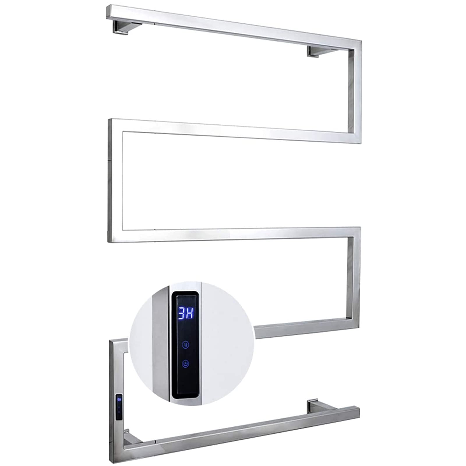 Bathroom Electric Heated Towel Rail Radiator, 304 Stainless Steel Towel Warmer Drying Rack, Wall Mounted Heated Towel Rack with Timer/Temperature Control Function,Bright,Hardwired (Bright Plug in)