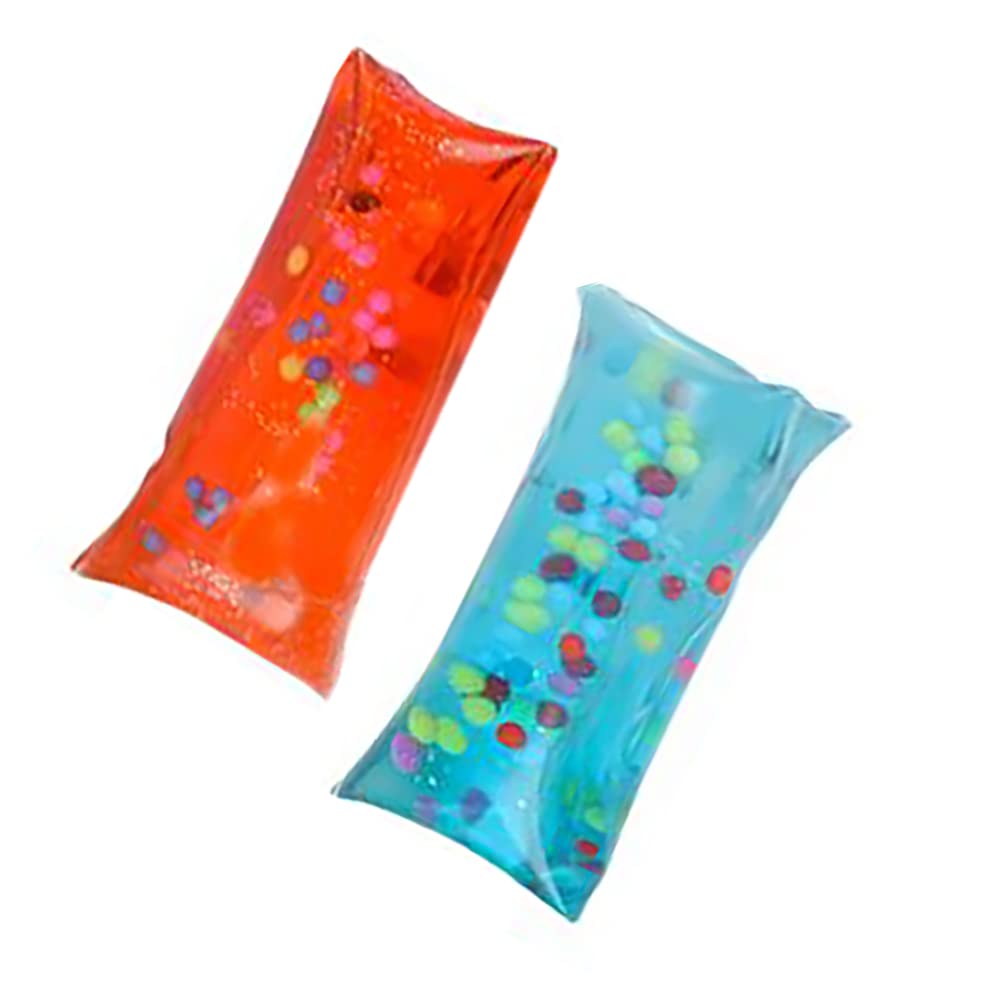 The Dreidel Company Mini Water Wiggler with Confetti, Sensory Toys for Kids, Prizes, Party Favors, Assorted Colors, 2" Inches (2-Pack)
