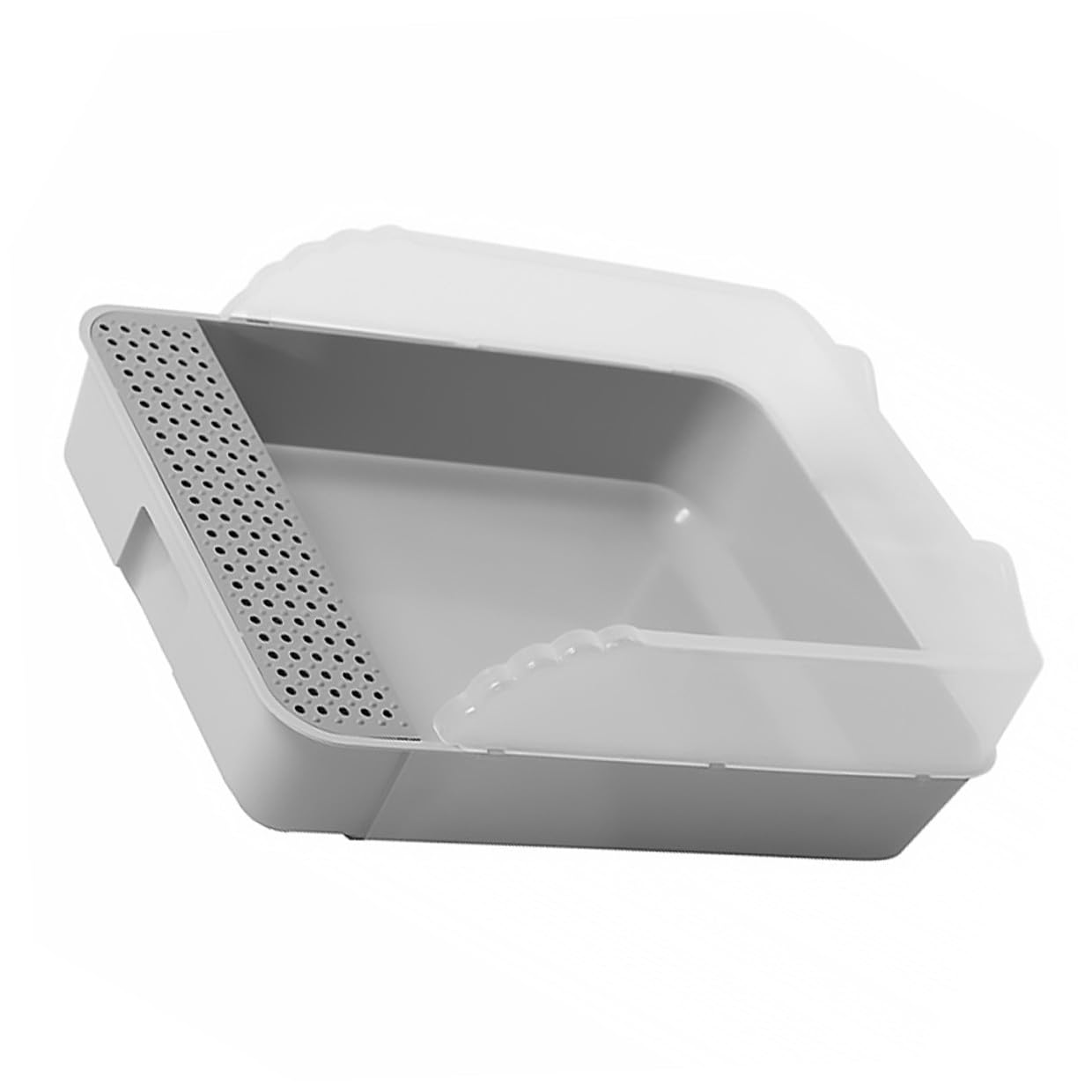 SUPVOX Cat Litter Pan Toilet Semi-Enclosed Anti-Splash Resistant Plastic Litter Box with Removable Cover Small Gray for Kitten Housebreaking and Indoor Use
