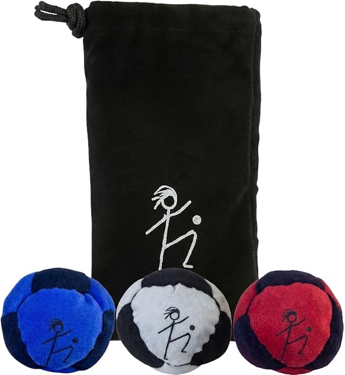 3 Pack Soccer Dirtbag Hacky Footbag Sacks Soft 2.36 inches Footbags for Adults Juggling Balls Vibrant Sports Design for Indoor Outdoor Play Party Favors and Coordination Training
