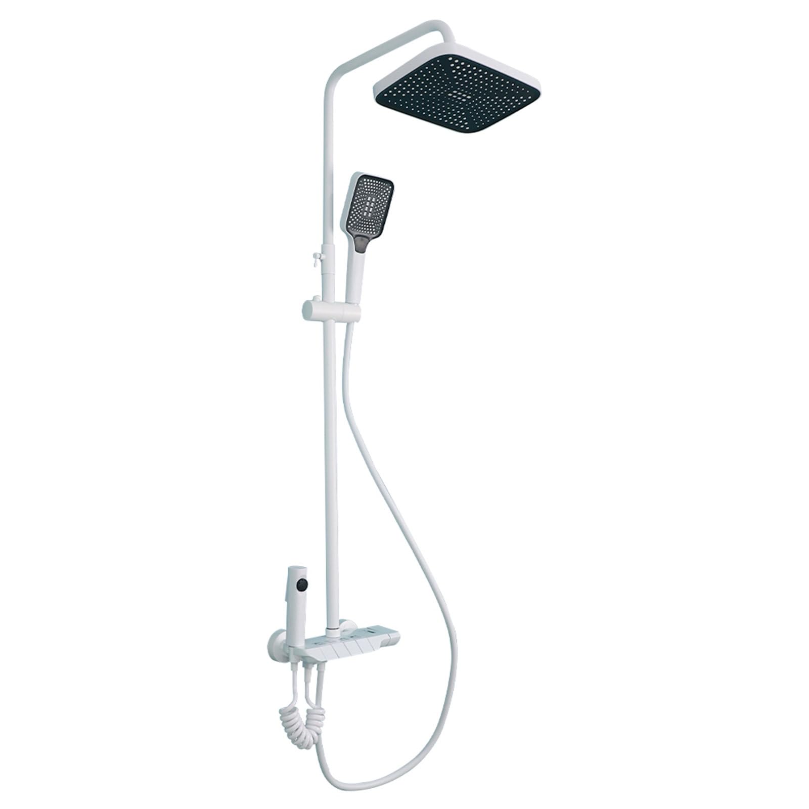 Shower System, Bathroom Shower Faucet Set Complete 4 Functions Shower Fixtures Wall Mounted Shower Kit with Valve and Rain Shower Head, 3 Functions Handheld Shower Head, Hidden Tub Spout
