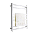 APUM Electric Towel Warmer Bathroom Radiator, Wall Mounted Electric Heated Towel Rack Black, 304 Stainless Steel Heated Towel Rail 7 Bar Bath Towel Heater (White Plug in)