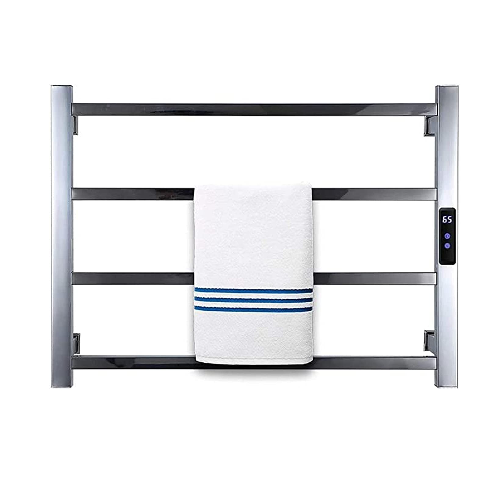 Towel Warmer Drying Rack for Bathroom Radiator, with Timer 4 Bars Heated Bath Towel Rack, Bathroom Electric Heated Towel Rail, 304 Stainless Steel Drying Rack,Hardwired (Hardwired)