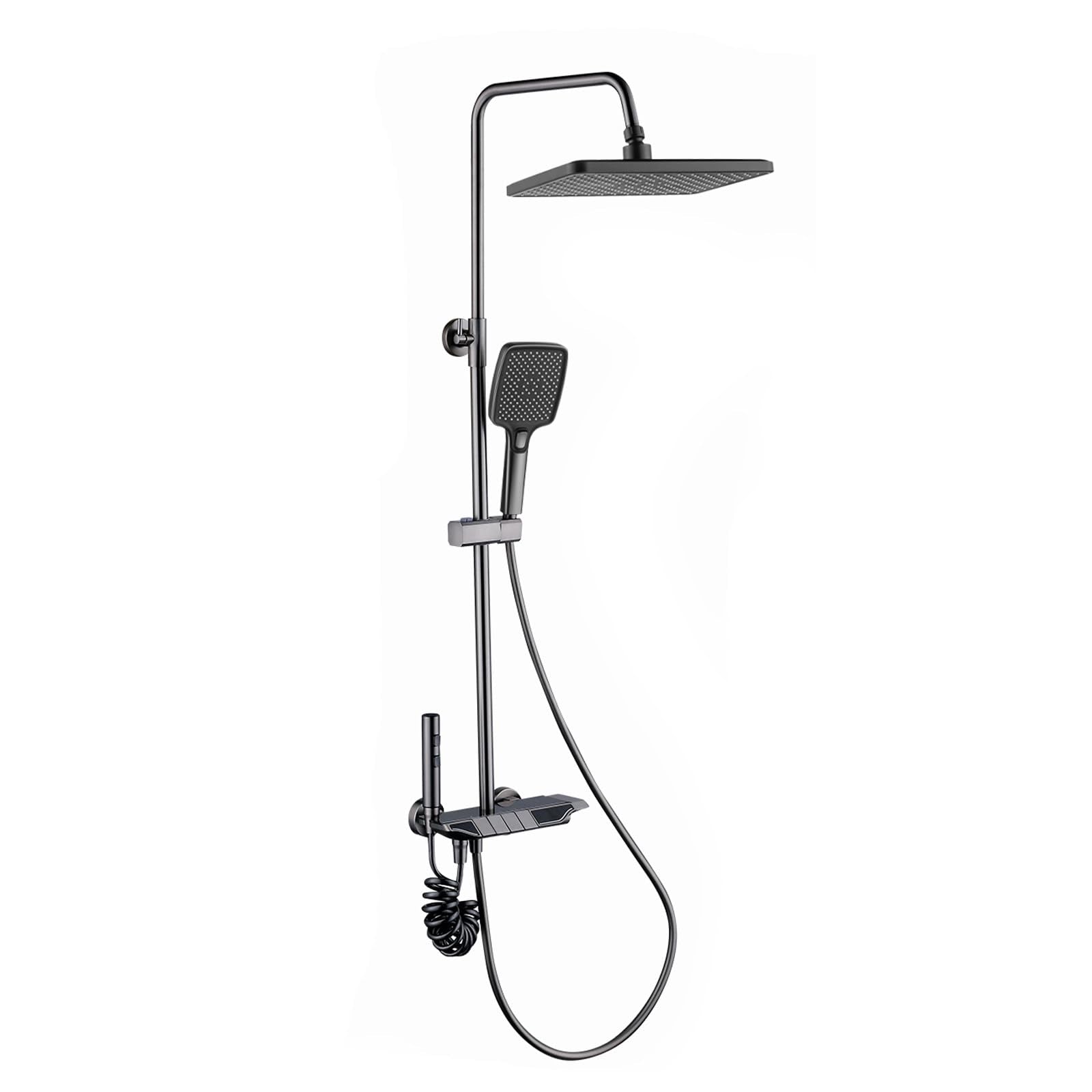 Shower System, Bathroom Shower Faucet Set with LED Digital Display Shower Fixtures Wall Mounted Shower Set with Rain Shower Head, 3 Functions Handheld Shower Head