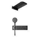 Rain Shower System, Black Bathroom Shower Faucet Set Digital Display Shower Fixtures Shower Kit Brass Shower Valves with Shower Head and 4 Modes Handheld Shower Head