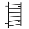 Electric Straight Heated Towel Rack Radiator, Modern 6 Bar Wall Mounted Towel Warmer Drying Rack, 80W 304 Stainless Steel Heated Towel Rail for Bathroom, 720X560x125mm,Black,Plug in (Black Hardwired)
