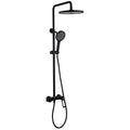 Exposed Shower System Matte Black, Push-Button Shower Faucet Set Bathroom Shower Fixture with Brass Valve,9 Inch Rain Shower Head and 3 Setting Hand Shower