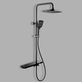 Bathroom Shower System Triple Function Exposed Shower Mixer Set Wall Mounted Bath Shower Faucet High Adjustable Shower Fixture with Rain Shower Head And 3-Mode Handheld Shower (Balck)
