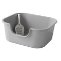Oversized Open Top Pet Litter Tray with High Sides - Semi Closed Cat Litter Basin Portable Bedpan for Cats- Grey