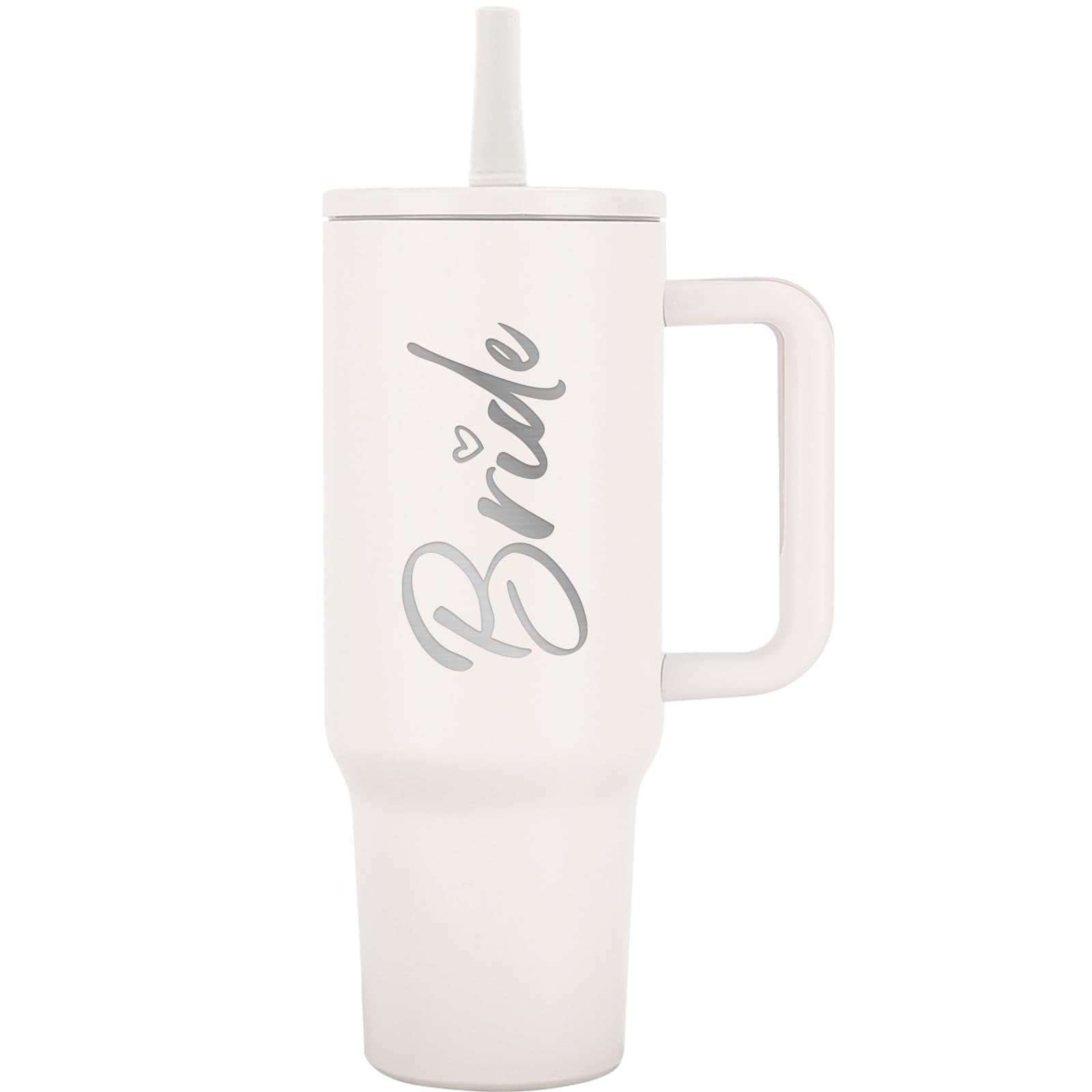 Bride To Be Gifts: Bridal Shower & Bachelorette Stainless Steel 40 oz Tumbler Cup with Handle, Lids & Straws