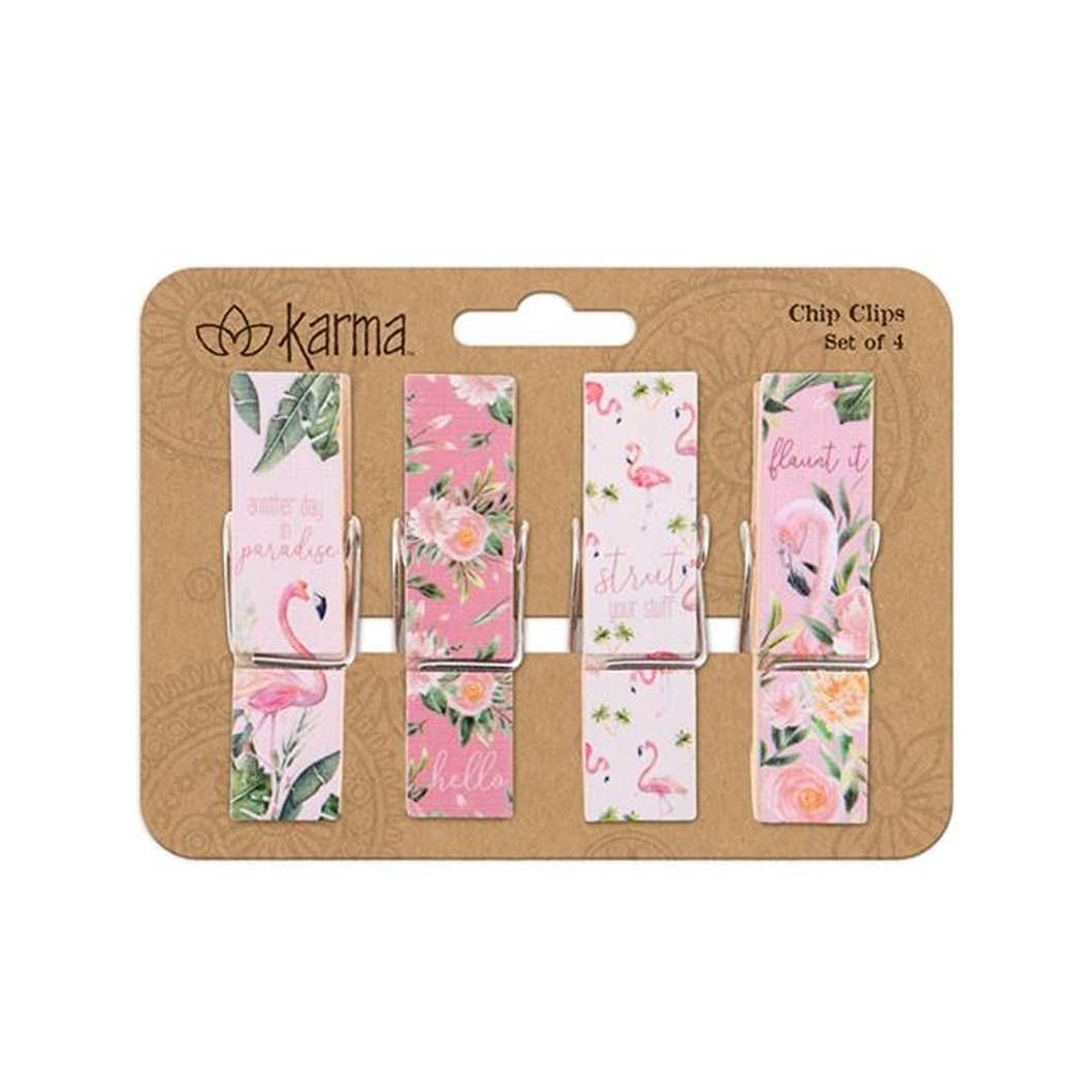 Karma Chip Clips - Bag Clips - Potato Chip Bag Clips - Colorful and Fun Bag Clips for Food and Storage - One Size - Flamingo