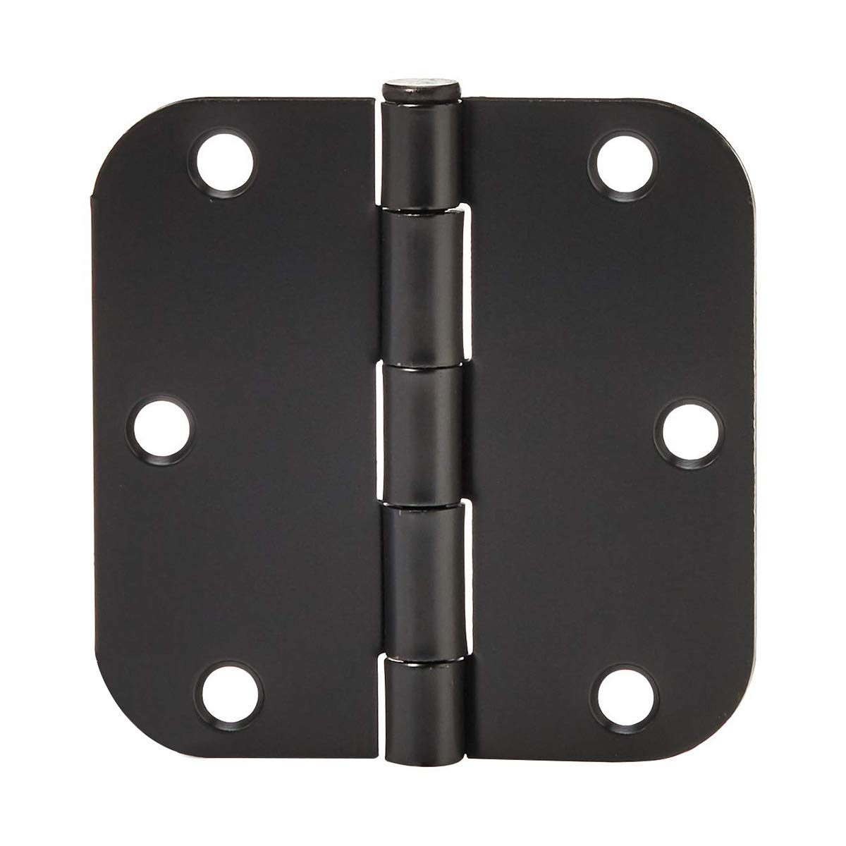 Amazon Basics Sturdy Rounded 5/8 Radius Interior Door Hinges with Included Screws, 3.5" x 3.5", Matte Black, 18-Pack
