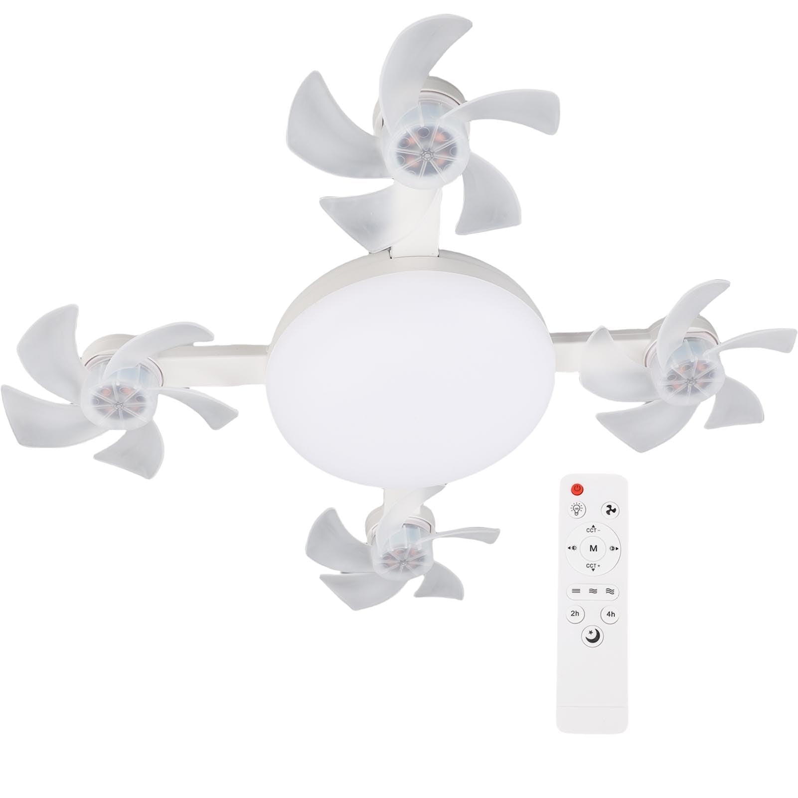 Ceiling Fan Light, Remote Control 3 Speeds Fan with LED Light 3 Color Temperatures 2000lm E26 E27 Socket, for Bedroom Living Room Kitchen Garage
