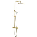Bathroom Shower Faucet Set Brushed Gold 304 Stainless Steel Shower Fixture Wall Mounted Rain Shower System with 9 Inch Shower Head and Hand Shower Hot Cold Shower Mixer Set