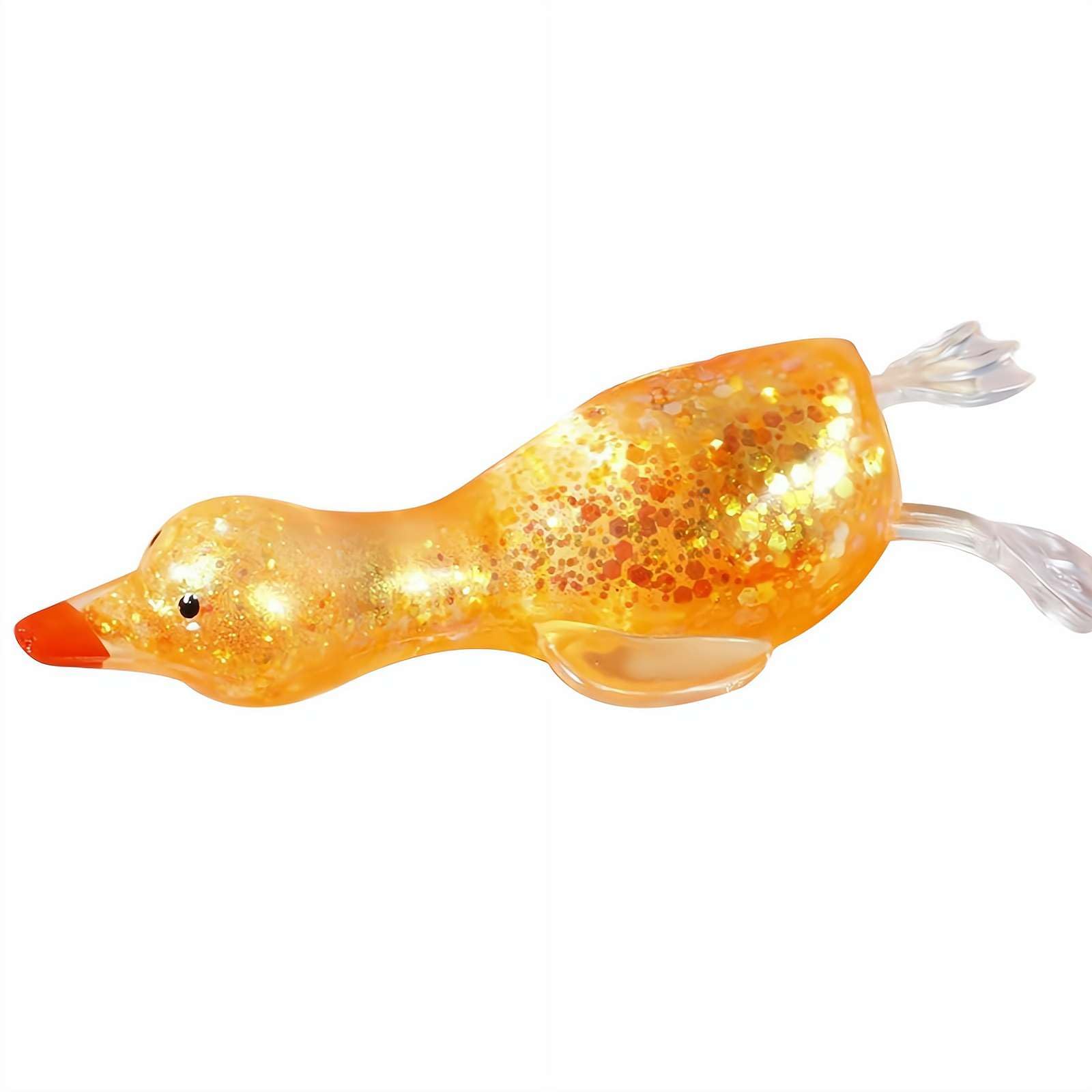 Giant Glitter Duck Squeeze Toys, Soft Novelty Ducks Squishies Toys, Stretchy Squeeze Ball for Adults, Soft Simulation Duck Octopus Sensory Ducks for Stress Relief Party Favors (Duck Orange)