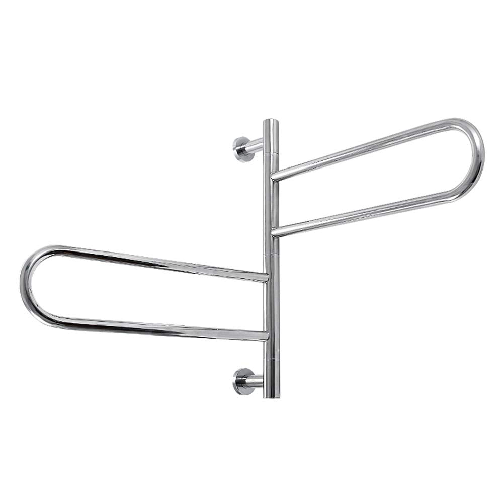 APUM Wall Mounted Electric Towel Warmer, Plug-in 180° Swivel Bathroom Warmer Radiator Rack Silver Heated Towel Rail