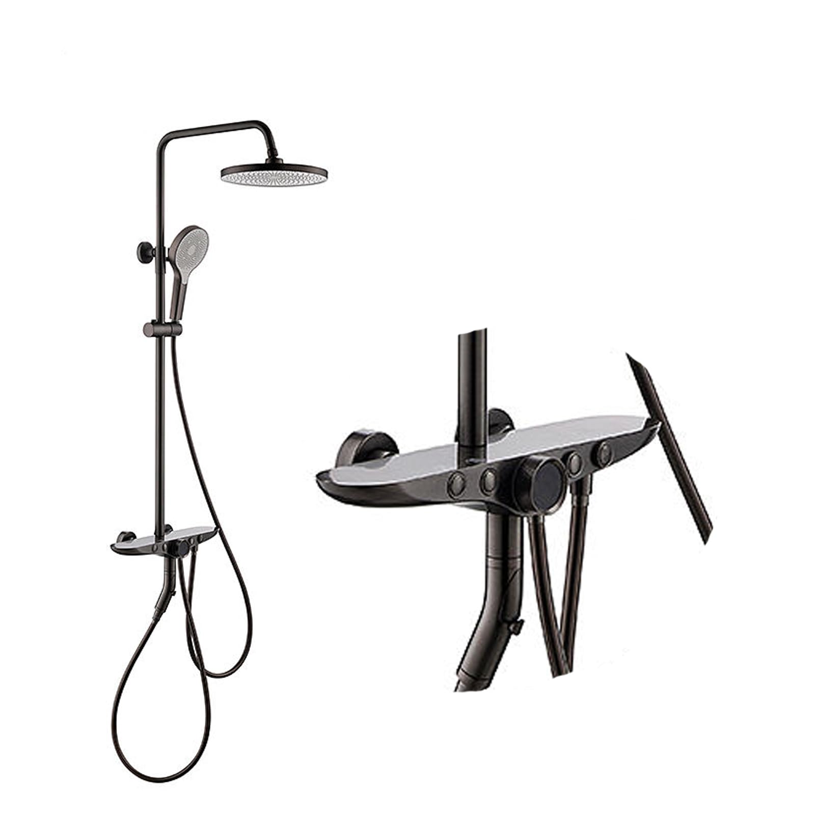 Shower System, Gray Bathroom Shower Faucet Set Digital Display Shower Set 4 Functions Shower Fixtures Shower Kit with 3 Modes Handheld Shower Head, 2 Modes Bidet Sprayer, Bathtub F