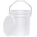 5-Gallon White Bucket Pail Container with Lid | Food Grade | Heavy-Duty 90MIL Extra Durable | Metal Handles with Plastic Grip for Easy Carrying | Multi-Use | Easy Stack and Store | BPA Free - 1 Pack