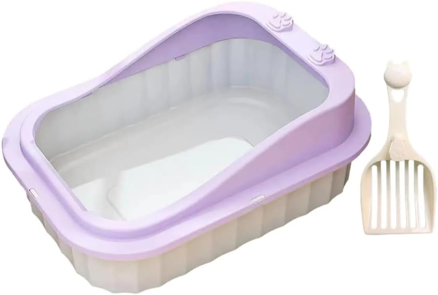 Cat Litter Tray cat Toilet Anti Splash Supplies Semi Enclosed Tall Detachable Kitty Litter Pan Cat Litter Tray 11.42" W x 6.3" H x 16.45" L (Purple)