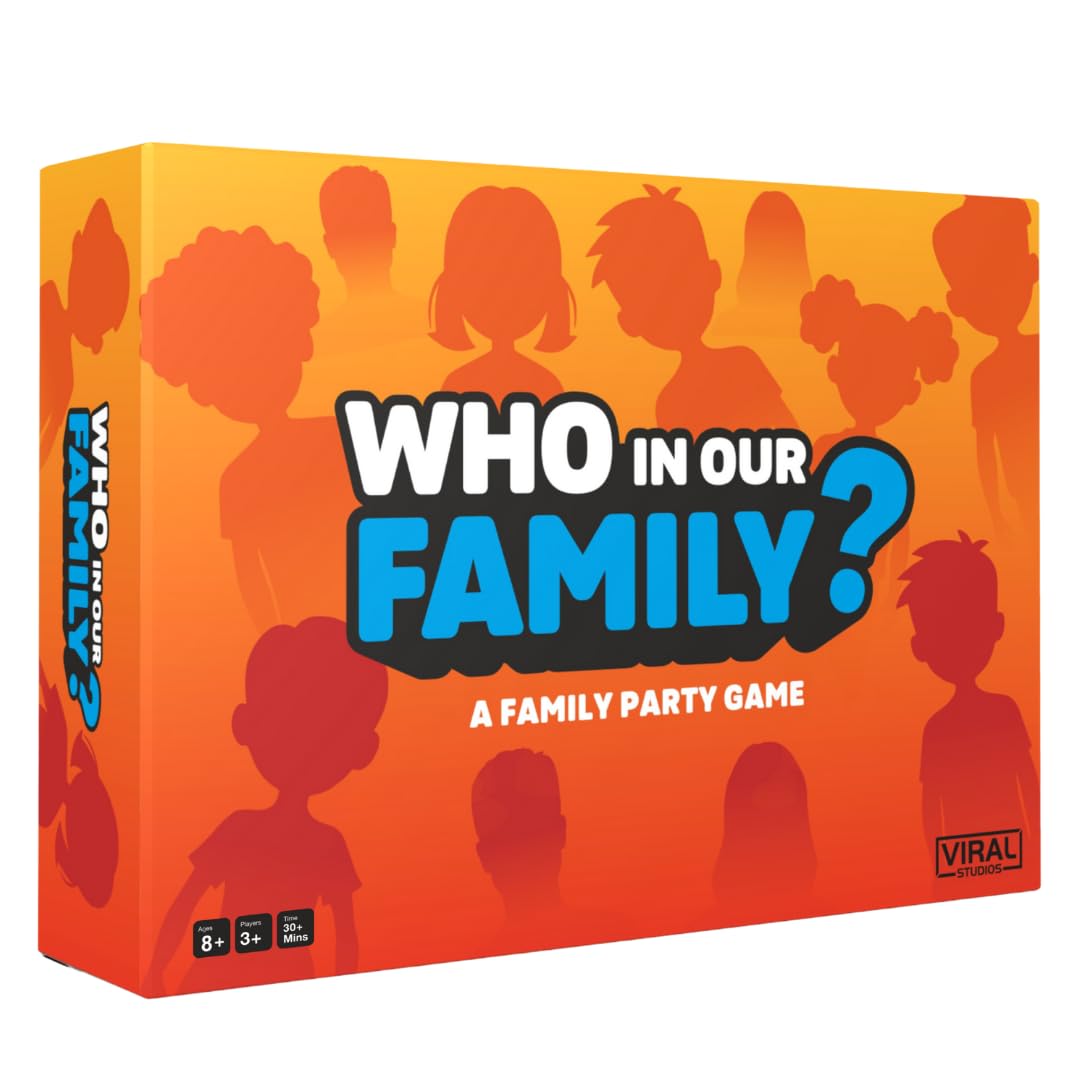Viral Studios Who in Our Family? – Hilarious Family Party Game | Trivia, “Most Likely to” & Head-to-Head Challenges | Fun Family Game Night Card Game for Kids, Teens & Adults