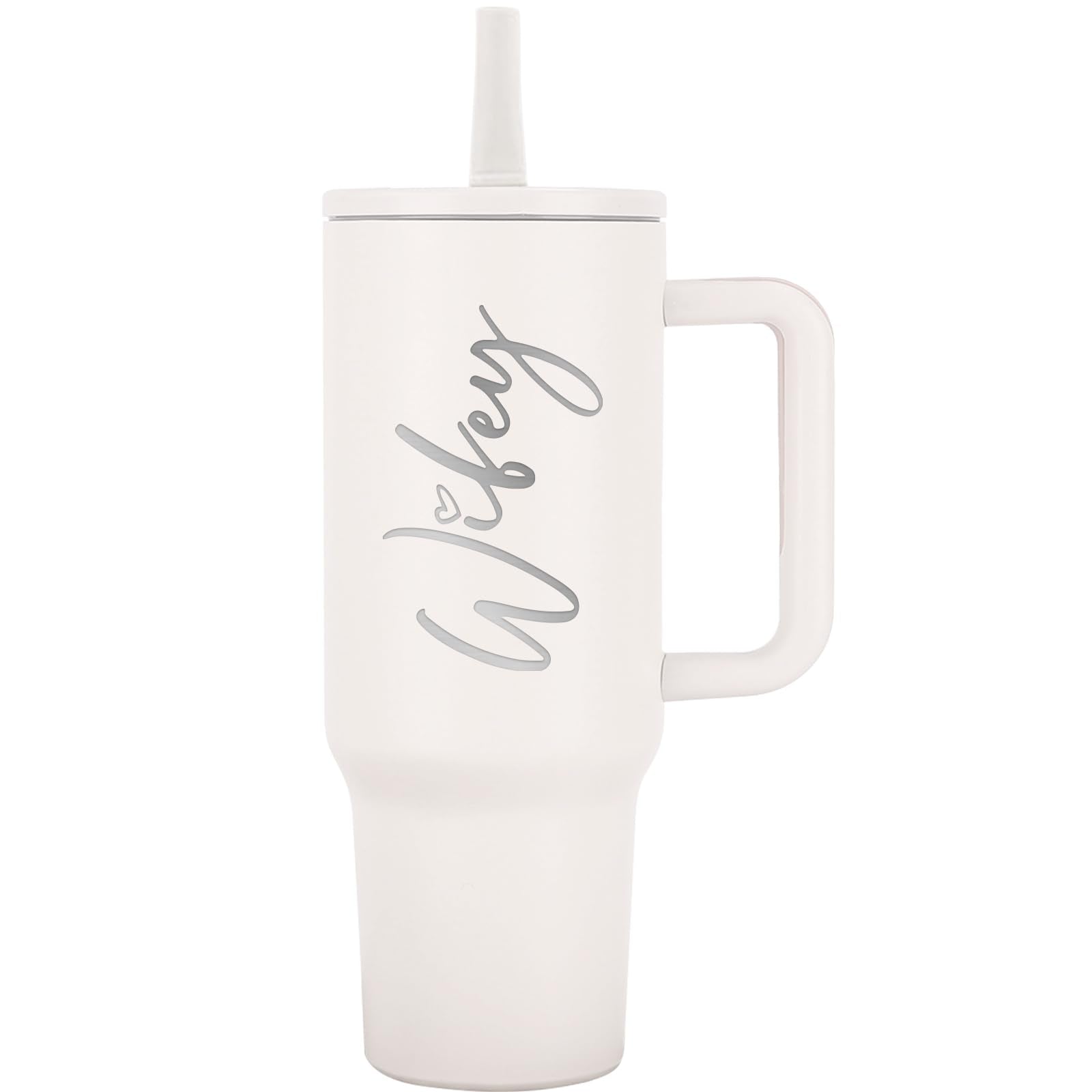 40oz Stainless Steel Insulated Tumbler with Handle and Straw - Wifey Cup - Perfect for Bride, Bachelorette, Wedding Bridal Shower Gifts