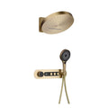 Thermostatic Shower System, Digital Display Bathroom Shower Faucet Set Brushed Gold Shower Fixtures Shower Kit with Valve, 2 Modes Rain Shower Head