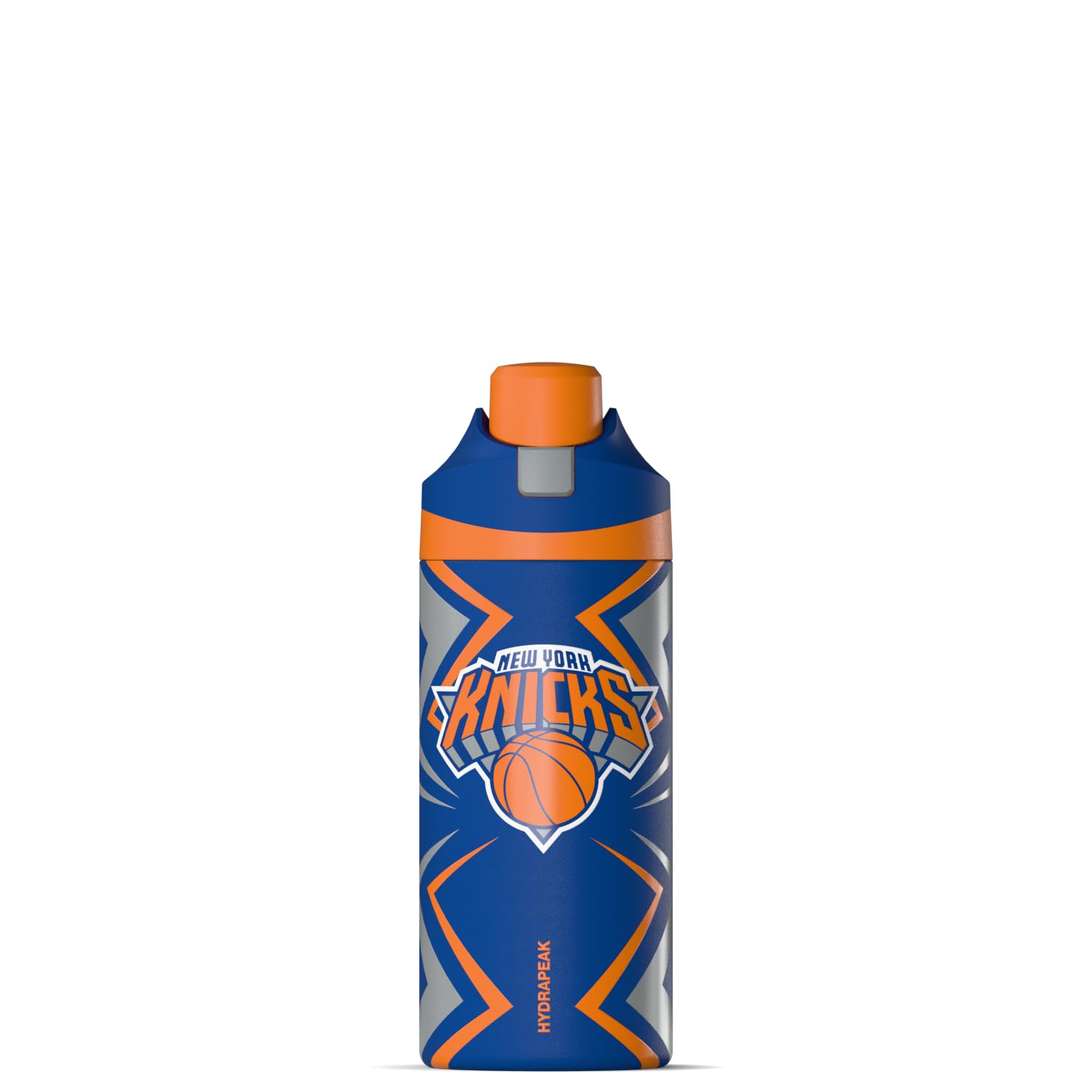 Hydrapeak NBA Officially Licensed New York Knicks 20oz Kids Stainless Steel Water Bottle with Push Button Chug Lid & Carry Handle, Leak Proof Double Wall Insulated