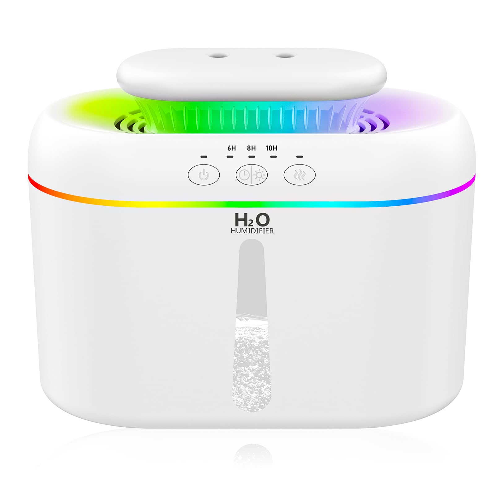 2L humidifiers for bedroom humidifier Home Ultra-Quiet 28 dB Quiet Supersized Cool Mist Air Humidifier for Baby Nursery?Dual Nozzie?Easy to Clean & Fill, 7 Color NightLight (White)