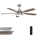 52 Inch Nickel Ceiling Fans with Lights and Remote Control for Bedroom, Modern Ceiling Fan with Quiet Reversible DC Motor, 3CCT, Dimmable, LED for Living Room, Patio, Indoor and Outdoor