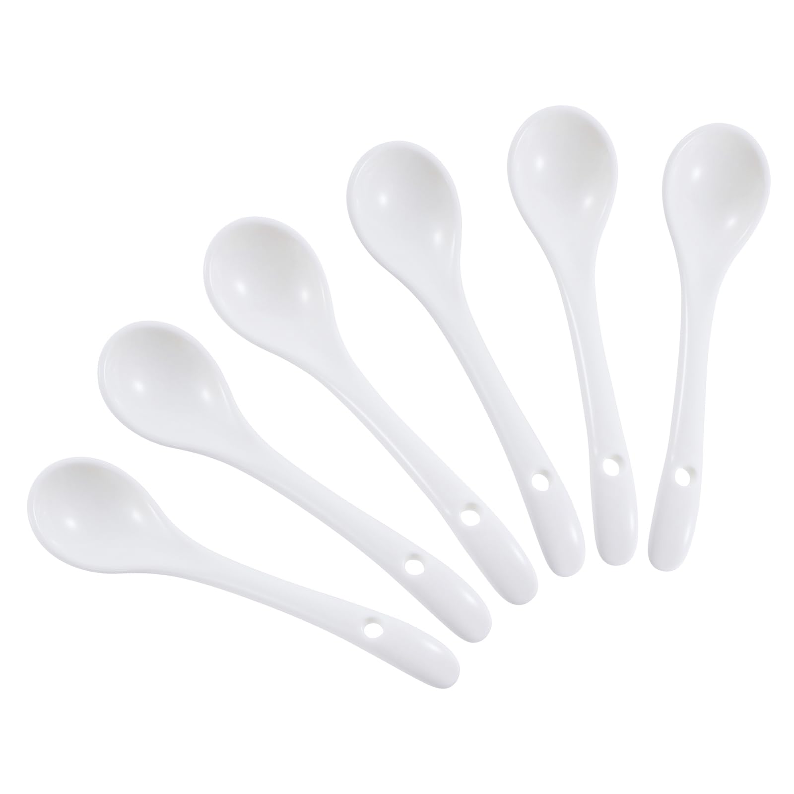 6-Pack Small Porcelain Salt & Spice Spoons, Traditional White Condiment Spoons – 11cm(4.4inch)