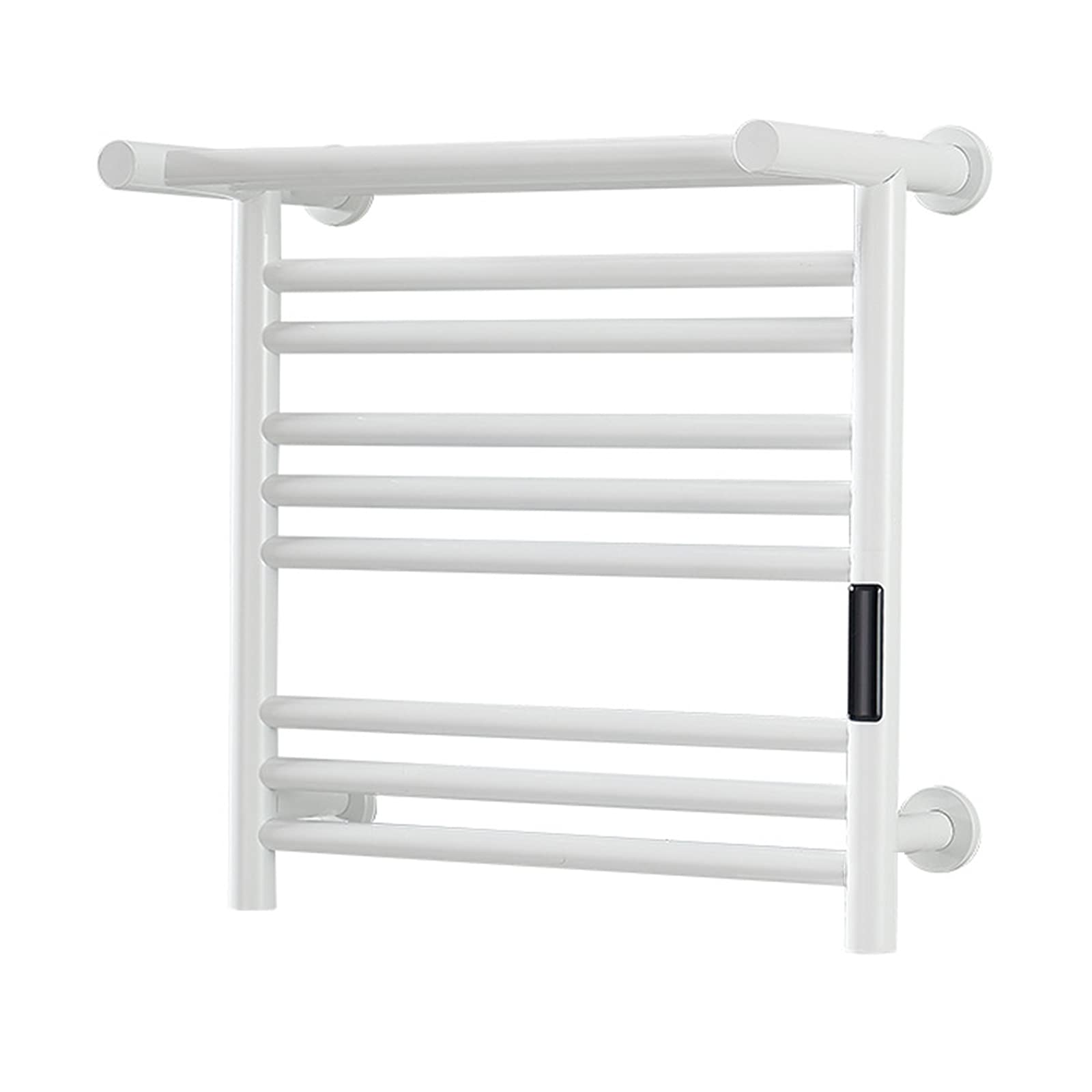 Towel Warmer Drying Rack with Timer, Bathroom Wall Mounted Electric Heater Towel Rack, 8 Bar Heating Towel Rail with Top Shelf, 304 Stainless Steel White Finish, 500X500x240mm,Hardwired (Hardwired)