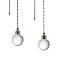Ceiling Fan Pull Chain, 2pcs Clear 30mm Diameter Crystal Ball Fan Pull Chain, 20 Inches Fan Pulls Set with Connector Ceiling Fan Pull Chain Ornaments Lighting Accessories