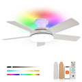 Orison Ceiling Fans with Lights, 45 Inch Low Profile Ceiling Fan with Light and Remote/APP Control, RGB Backlight & LED 3CCT Dimmable, DC Reversible Motor, 6 Speeds, 5 Reversible Blades White