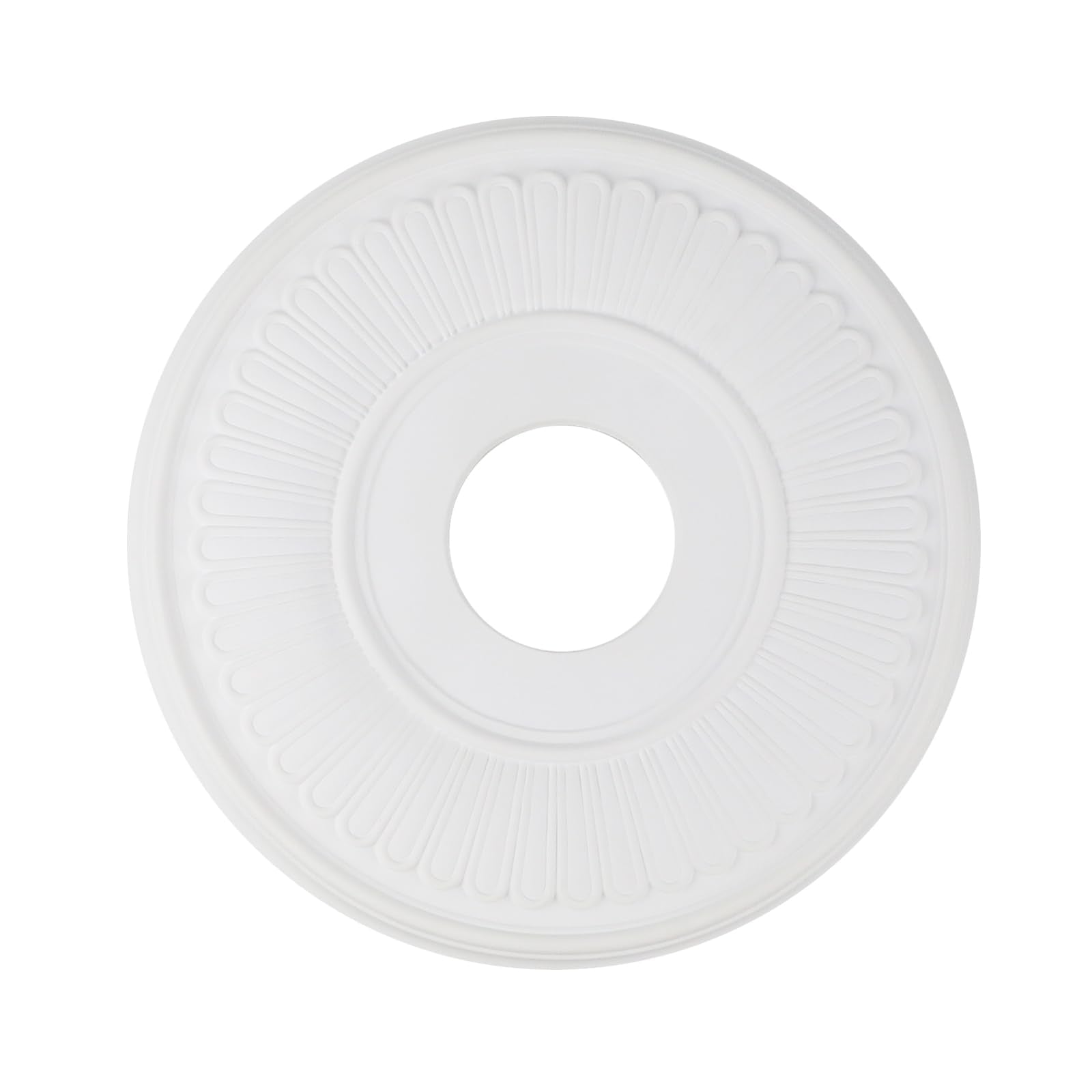 MY MIRONEY White PU Ceiling Medallion Decorative Ceiling Fan Medallion Home Lighting Ceiling Cover Plate, 13 1/5" OD x 3 3/7" ID
